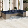 thumbnail image 1 of vidaXL 10 Piece Patio Sofa Set with Cushions Gray Poly Rattan, 1 of 4