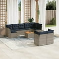 thumbnail image 1 of vidaXL 10 Piece Patio Sofa Set with Cushions Gray Poly Rattan, 1 of 5