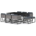 thumbnail image 1 of vidaXL 11 Piece Garden Dining Set with Cushions Poly Rattan Gray 3101, 1 of 12
