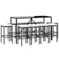 thumbnail image 1 of vidaXL 11 Piece Patio Bar Set with Cushions Black Poly Rattan, 1 of 16