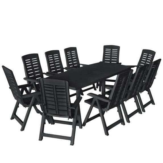 vidaXL 11 Piece Patio Dining Set Plastic Anthracite