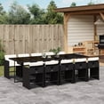 thumbnail image 1 of vidaXL 11 Piece Patio Dining Set with Cushions Black Poly Rattan, 1 of 10