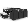 thumbnail image 1 of vidaXL 11 Piece Patio Dining Set with Cushions Poly Rattan Black, 1 of 10