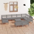 thumbnail image 1 of vidaXL 11 Piece Patio Lounge Set Solid Pinewood Gray, 1 of 25