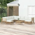 thumbnail image 1 of vidaXL 11 Piece Patio Lounge Set with Cream White Cushions Bamboo, 1 of 9