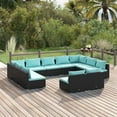 thumbnail image 1 of vidaXL 11 Piece Patio Lounge Set with Cushions Black Poly Rattan, 1 of 8