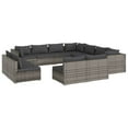 thumbnail image 1 of vidaXL 11 Piece Patio Lounge Set with Cushions Gray Poly Rattan, 1 of 9