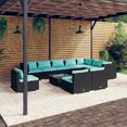 thumbnail image 1 of vidaXL 11 Piece Patio Lounge Set with Cushions Poly Rattan Black, 1 of 7