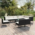 thumbnail image 1 of vidaXL 11 Piece Patio Lounge Set with Cushions Poly Rattan Black, 1 of 6
