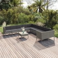 thumbnail image 1 of vidaXL 11 Piece Patio Lounge Set with Cushions Poly Rattan Gray, 3094498, 1 of 6