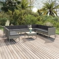 thumbnail image 1 of vidaXL 11 Piece Patio Lounge Set with Cushions Poly Rattan Gray, 1 of 7