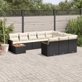 thumbnail image 1 of vidaXL 11 Piece Patio Sofa Set with Cushions Black Poly Rattan, 1 of 10
