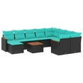 thumbnail image 1 of vidaXL 11 Piece Patio Sofa Set with Cushions Black Poly Rattan, 1 of 10