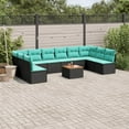 thumbnail image 1 of vidaXL 11 Piece Patio Sofa Set with Cushions Black Poly Rattan, 1 of 6