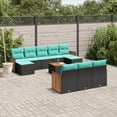 thumbnail image 1 of vidaXL 11 Piece Patio Sofa Set with Cushions Black Poly Rattan, 1 of 10