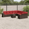 thumbnail image 1 of vidaXL 11 Piece Patio Sofa Set with Cushions Brown Poly Rattan, 1 of 9