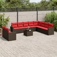 thumbnail image 1 of vidaXL 11 Piece Patio Sofa Set with Cushions Brown Poly Rattan, 1 of 4