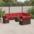 thumbnail image 1 of vidaXL 11 Piece Patio Sofa Set with Cushions Brown Poly Rattan, 1 of 4