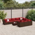 thumbnail image 1 of vidaXL 11 Piece Patio Sofa Set with Cushions Brown Poly Rattan, 1 of 194