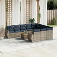 thumbnail image 1 of vidaXL 11 Piece Patio Sofa Set with Cushions Gray Poly Rattan, 1 of 6
