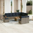 thumbnail image 1 of vidaXL 11 Piece Patio Sofa Set with Cushions Gray Poly Rattan, 1 of 10