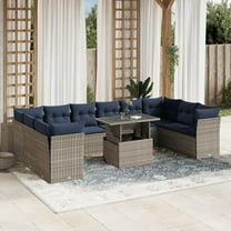 vidaXL 11 Piece Patio Sofa Set with Cushions Gray Poly Rattan