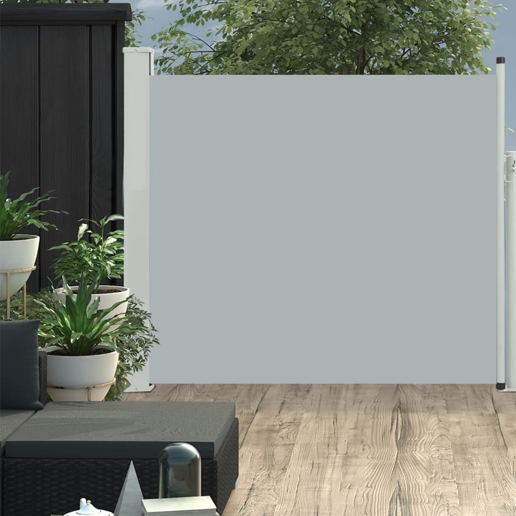 Gray Polyester Retractable Side Awning Privacy Screen