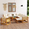 thumbnail image 1 of vidaXL 12 Piece Patio Lounge Set with Cushion Cream Solid Acacia Wood, 1 of 12