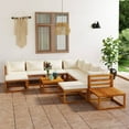 thumbnail image 1 of vidaXL 12 Piece Patio Lounge Set with Cushion Cream Solid Acacia Wood, 1 of 12