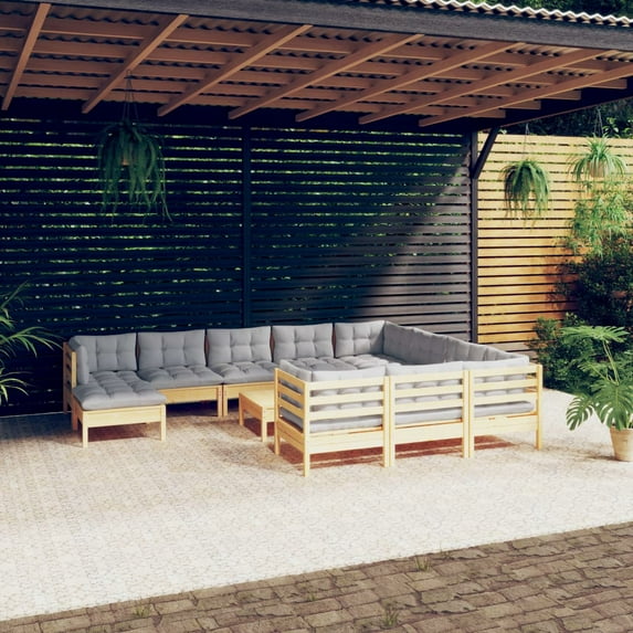 vidaXL Garden Lounge Set Grey Solid Pinewood Large Modular