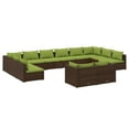 thumbnail image 1 of vidaXL 12 Piece Patio Lounge Set with Cushions Brown Poly Rattan, 1 of 9