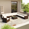 thumbnail image 1 of vidaXL 12 Piece Patio Lounge Set with Cushions Poly Rattan Brown, 1 of 3