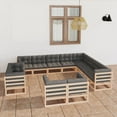 thumbnail image 1 of vidaXL 12 Piece Patio Lounge Set with Cushions Solid Pinewood, 1 of 11