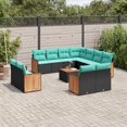 thumbnail image 1 of vidaXL 12 Piece Patio Sofa Set with Cushions Black Poly Rattan, 1 of 10