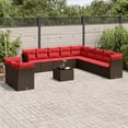 thumbnail image 1 of vidaXL 12 Piece Patio Sofa Set with Cushions Brown Poly Rattan, 1 of 4