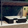 thumbnail image 1 of vidaXL 13 Piece Garden Lounge Set with Cushions Black Poly Rattan, 1 of 7