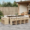 thumbnail image 1 of vidaXL 13 Piece Patio Dining Set with Cushions Beige Poly Rattan, 1 of 9