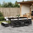 thumbnail image 1 of vidaXL 13 Piece Patio Dining Set with Cushions Black Poly Rattan, 1 of 11