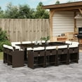 thumbnail image 1 of vidaXL 13 Piece Patio Dining Set with Cushions Brown Poly Rattan, 1 of 10