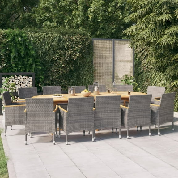 vidaXL 13 Piece Patio Dining Set with Cushions Gray