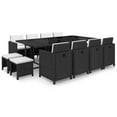thumbnail image 1 of vidaXL 13 Piece Patio Dining Set with Cushions Poly Rattan Black, 1 of 10