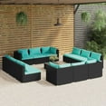 thumbnail image 1 of vidaXL 13 Piece Patio Lounge Set with Cushions Poly Rattan Black, 1 of 11