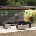 thumbnail image 1 of vidaXL 13 Piece Patio Lounge Set with Cushions Poly Rattan Dark Gray, 1 of 7
