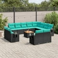 thumbnail image 1 of vidaXL 13 Piece Patio Sofa Set with Cushions Black Poly Rattan, 1 of 4