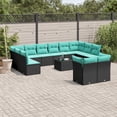 thumbnail image 1 of vidaXL 13 Piece Patio Sofa Set with Cushions Black Poly Rattan, 1 of 4