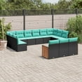 thumbnail image 1 of vidaXL 13 Piece Patio Sofa Set with Cushions Black Poly Rattan, 1 of 10