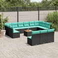 thumbnail image 1 of vidaXL 14 Piece Patio Sofa Set with Cushions Black Poly Rattan, 1 of 5