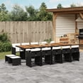 thumbnail image 1 of vidaXL 15 Piece Patio Dining Set with Cushions Black Poly Rattan, 1 of 11