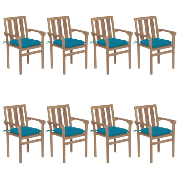 vidaXL 2/4/6/8x Solid Wood Teak Patio Chair with Cushions Seat Multi Colors