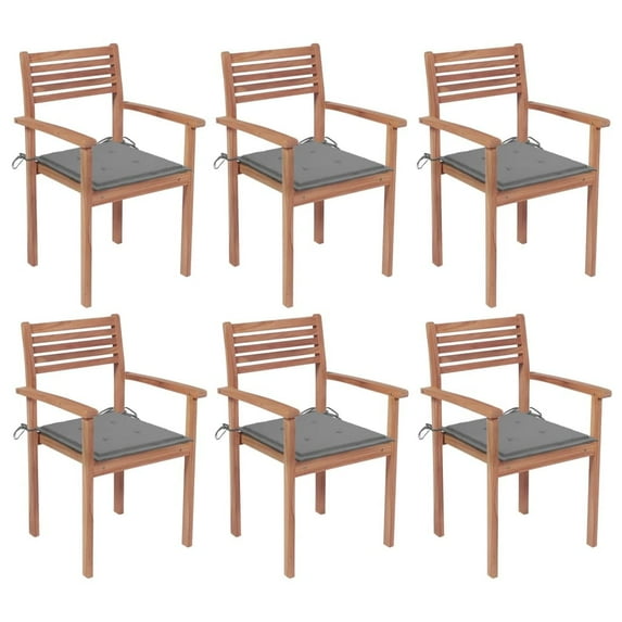 vidaXL 2/4/6/8x Solid Wood Teak Patio Chair with Cushions Seat Multi Colors